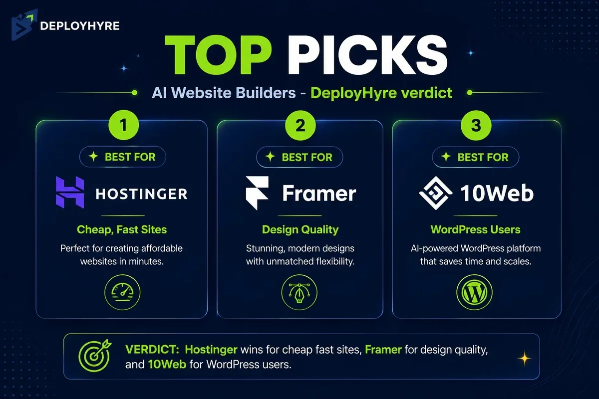 Best AI website builders top picks - DeployHyre